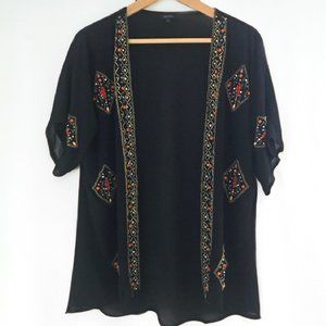 NWOT Bohemian hand-beaded sheer kimono cardigan